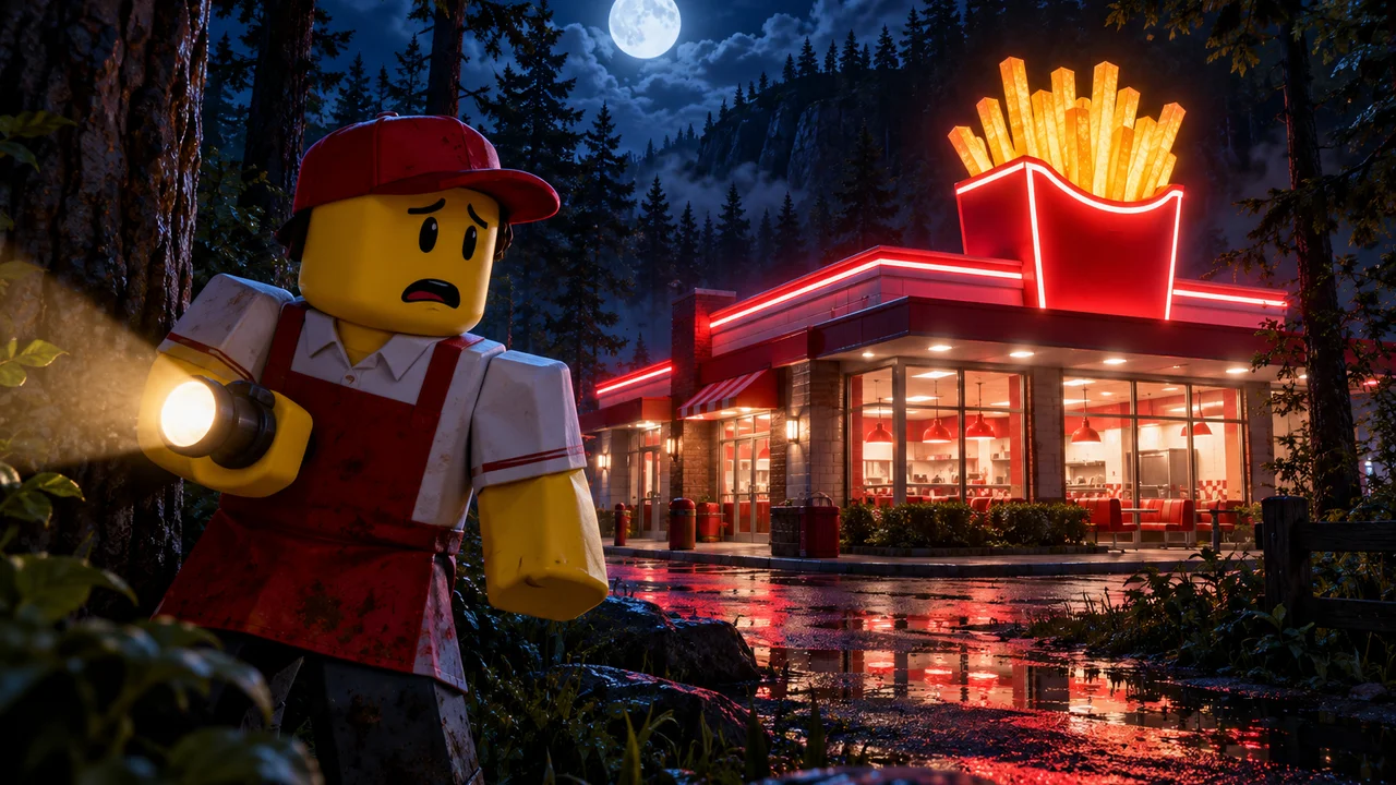 Night fry shop with a worried cook